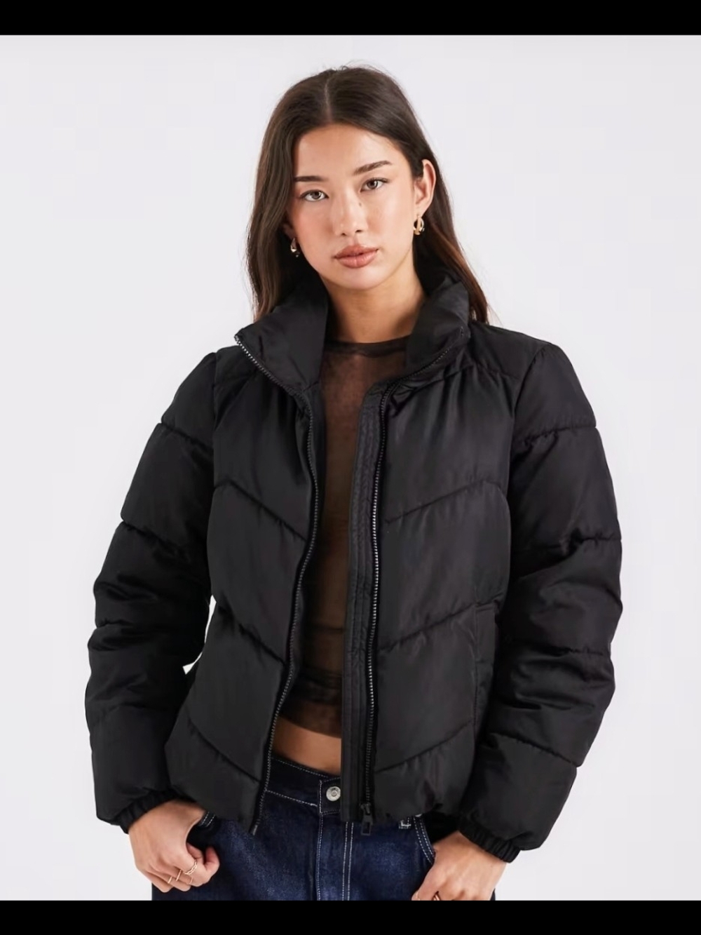 VERO MODA Women's Black Short Puffer Jacket - Lightweight Quilted Coat